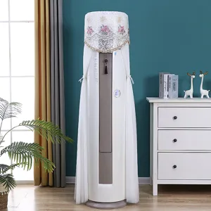 Vertical cylinder air conditioner dust cover lace white floral embroidery home decoration sleeve