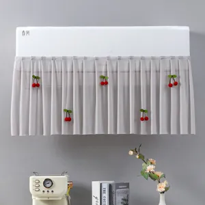 Cute bedroom AC windshield curtain anti-direct blowing air conditioner cover with cherry decor.