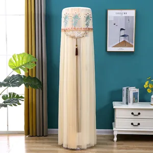Vertical cylinder air conditioner dust cover embroidered lace mesh protective cover home