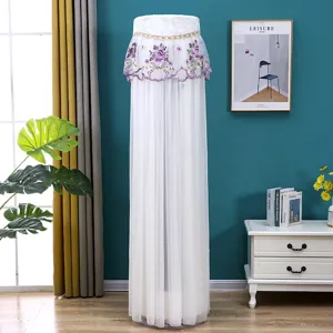 Vertical cylindrical air conditioner dust cover lace floral embroidery home protection