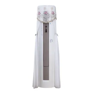 Vertical cylindrical air conditioner dust cover lace floral embroidery cabinet protector