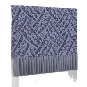Grey leaf pattern dust cover for washing machine and refrigerator with pleated ruffle hem.
