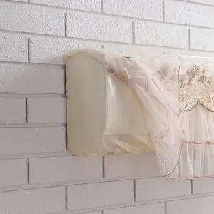 Lace air conditioner dust cover, embroidered wall-mounted AC cover with ruffles, 1.5 HP.