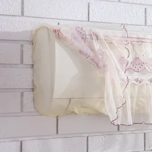 Wall mounted air conditioner dust cover lace mesh protective case elegant floral embroidery