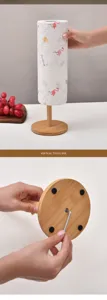 Wooden vertical paper towel holder kitchen tissue rack desktop roll paper storage stand