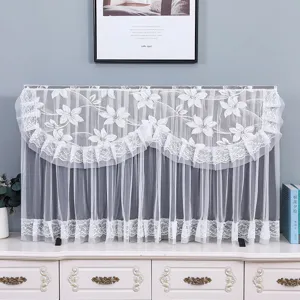 White lace TV dust cover floral embroidered screen protector for 55 inch LCD household use