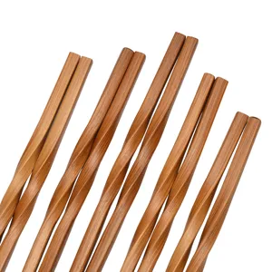 Set di bacchette intrecciate in bambù naturale per cucina, stoviglie in legno eco.