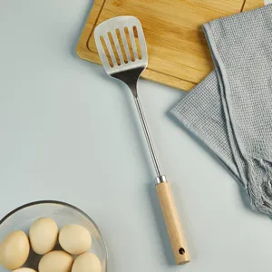 Stainless Steel Cooking Spatula with Ergonomic Wooden Handle Kitchen Cooking Tool