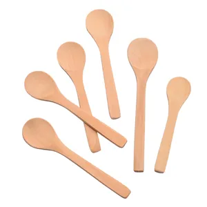 Unlacquered wooden spoons set, small honey spoons, lotus wood dessert and condiment spoons.