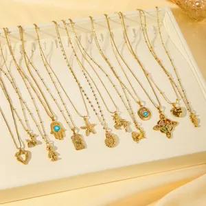 Minimalistische Edelstahl Vergoldet Anhänger Halskette Süße Tier Geometrische Mode Schmuck Geschenk Für Frauen