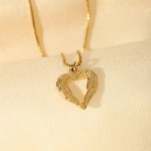 Goldener Engel Flügel Herz Anhänger Halskette, elegante Schlüsselbeinkette, schöner Schmuck.