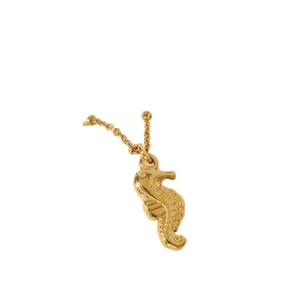 Goldene Seepferdchen Anhänger Halskette, edler Edelstahl Halsschmuck für Damen.