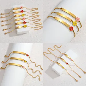 Edelstahl Hohl Herz Gebogene Platte Armband Mit Tropföl Blume Mode Hand Schmuck Geschenk Für Damen
