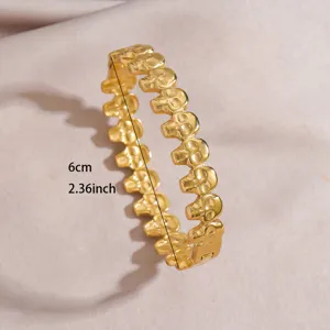 Gold plated stainless steel skull link cuff bracelet detailed view showing unique punk style.