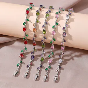 Luxurious handmade cubic zirconia vine bracelet, elegant jewelry accessory for women.