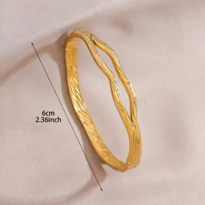 Gold plated stainless steel geometric open cuff bracelet for women fashion chic jewelry item