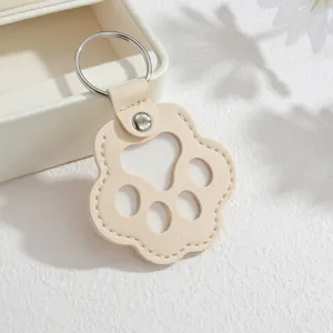 Leder Katzenpfote Schlüsselanhänger süßer Haustier Fell Halter Ring Anhänger Tasche Deko