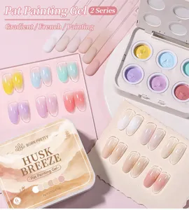 Close-up of Born Pretty 6-color pat painting nail gel palette with gradient samples
