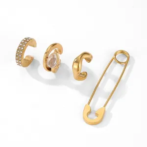 Set de manchette d'oreille épingle à nourrice dorée avec zircon scintillant boucles d'oreilles femme