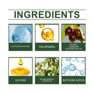 Image de détail roll-on d'huile de ricin OUHOE montrant des ingrédients clés comme la vitamine E.