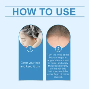 Detailansicht mit Schritt-für-Schritt-Anleitung zur einfachen Anwendung des Haarfärbestifts.