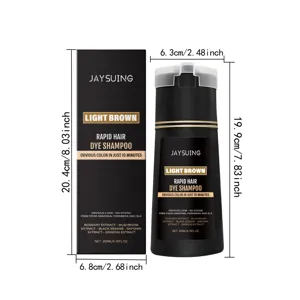 Jaysuing Herren hellbraunes schnelles Haarfärbe Shampoo 200ml Flasche mit Verpackung Maße.