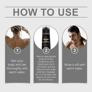 Detaillierte Schritt-für-Schritt-Anleitung zur einfachen Anwendung des braunen Shampoos.
