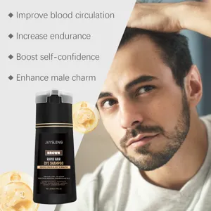Jaysuing schnelle haarfärbe shampoo 200ml braun für männer natürliche pflanzenextrakt formel.