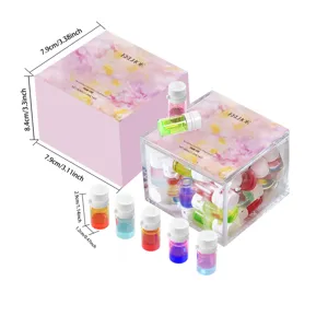 Détail du set d'huile capillaire EELHOE avec formule parfumée nourrissante et flacons compacts.