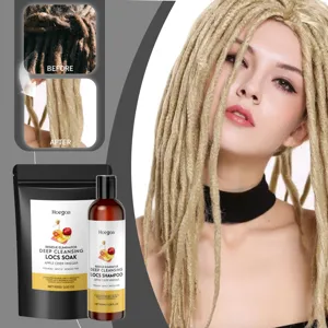 Kit de Soin Capillaire Nettoyage Profond au Vinaigre de Cidre Shampoing et Poudre pour Locks