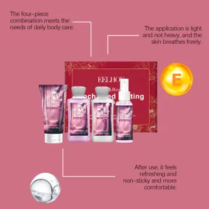 EELHOE 4-delige huidverzorgingsreisset met bodylotion, douchegel, haarwas en bodyspray.
