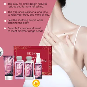 EELHOE 4-delige reiscadeauset voor huidverzorging met bodylotion, douchegel en lichaamsspray.