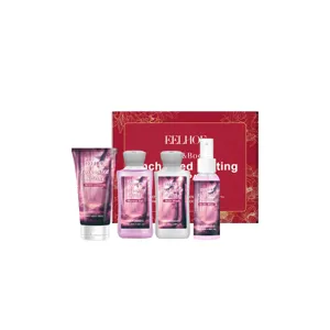 EELHOE 4-delige huidverzorging reisset met douchegel, bodylotion, haarwas en nevel.