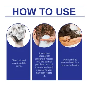 Step-by-step usage instruction guide for applying hair styling mousse to create airy styles.