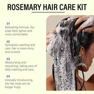 Rosemary hair care kit detail showing deep nourishing lather and scalp refreshing formula wash.