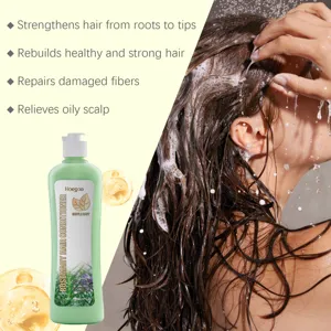 Rosemary hair conditioner detail view, showing active botanical ingredients and nourishing pump bottle.