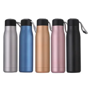 Bouteille d'Eau Isotherme Portable en Acier Inoxydable Thermos Grande Capacité Sport Voyage Gym Boisson Avec Sangle de Transport