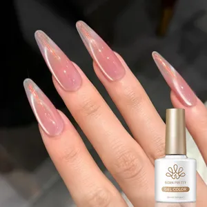 Professionele roze cat eye magnetische gel nagellak op lange stiletto nagels effect