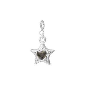 Edler 925er Sterling Silber Stern-Anhänger mit herzförmigem Zirkonia in der Mitte.