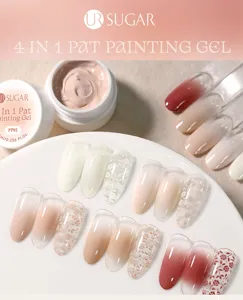 Macro view of UR SUGAR 4-in-1 nail gel with various gradient and floral pattern effects