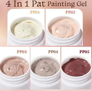 Texture detail of UR SUGAR 4 in 1 pat painting nail gel in various nude cream colors.