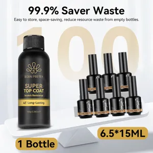 100g BORN PRETTY Super Top Coat nail gel refill comparison against small bottles