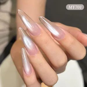 Detailed close-up showing MY701 translucent glass bead cat eye magnetic gel nail polish