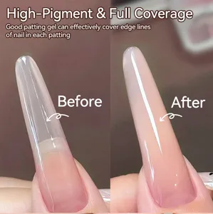 Close-up showing high-pigment nail gel coverage on a long fingernail for smudge effect