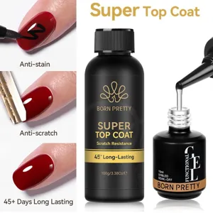 Professional Gel Nail Top Coat No Wipe High Gloss Tempered Gel Polish Scratch Resistant Long Lasting UV LED Nail Art Sealant