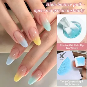 Professional mousse cushion nail art gel for gradient ombre effects with high-bounce puff
