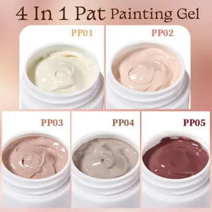 4 In 1 pat painting nail gel set with five nude and pink shades in white jars