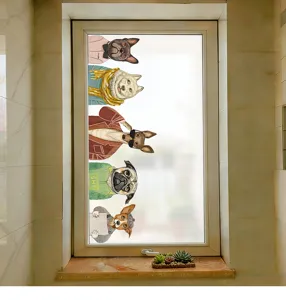 Película decorativa para ventanas con perros de dibujos animados para privacidad