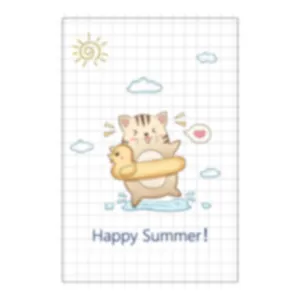 Cartoon cat frosted privacy window film with Happy Summer design for sun protection
