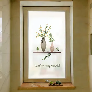 Film dépoli pour fenêtre avec motif floral cartoon et texte You're my world